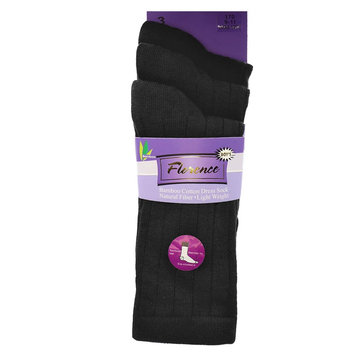 FLORENCE Boys Bamboo Rib Dress Socks (3 Pack)