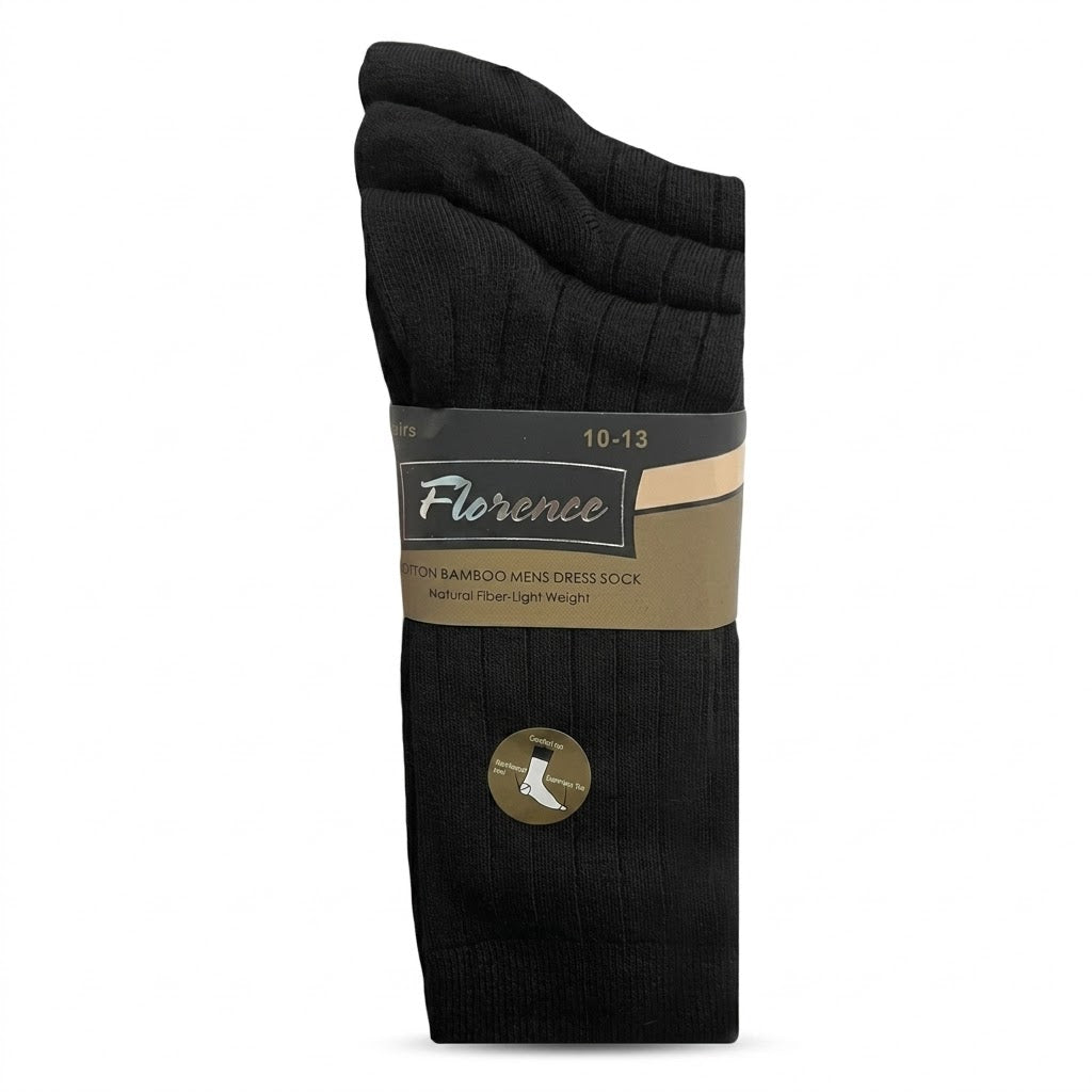 FLORENCE Mens Dress Bamboo Rib Socks (3 Pair Pack)